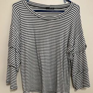 Striped, flutter ¾ sleeve top